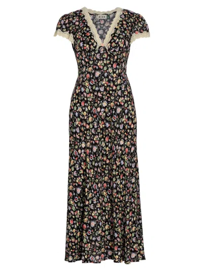 Rixo London Women's Clarice Floral Short-sleeve Midi-dress In Amelie Floral Black