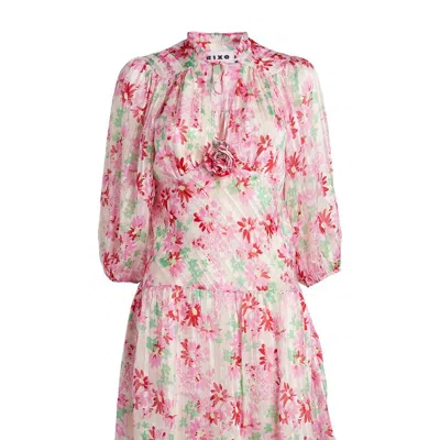 Rixo London Women's Devi Dress, Pink Daisy Trail Lurex Mini