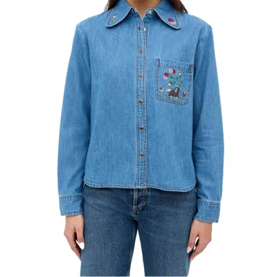 Rixo London Edaline Top In Light Vintage In Blue