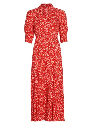 Rixo London Women's In The Spirit Of Palm Beach Bloom Floral Shirtdress In Amelie Floral Red