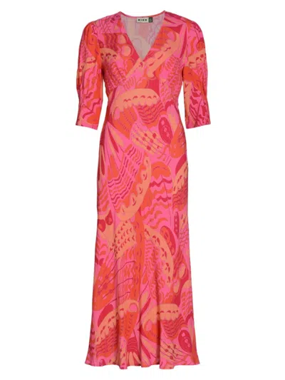 Rixo London Women's In The Spirit Of Palm Beach Zadie Midi-dress In Butterfly Pink