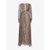 Rixo London Womens Antelope Spot Black Meera Graphic-pattern Chiffon Maxi Dress In Animal Print