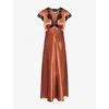 Rixo London Womens Amari Lace Woven Midi Dress Bronze In Brown