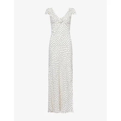 Rixo London Womens Cathy Polka-dot Woven Midi Dress Layla Dot Ivory In White
