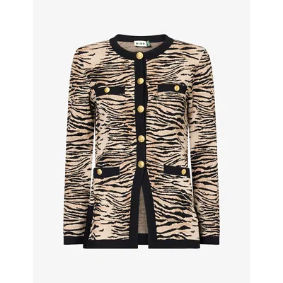 Rixo London Womens Cooper Tiger Beige Raylene Printed Knitted Cardigan In Multi