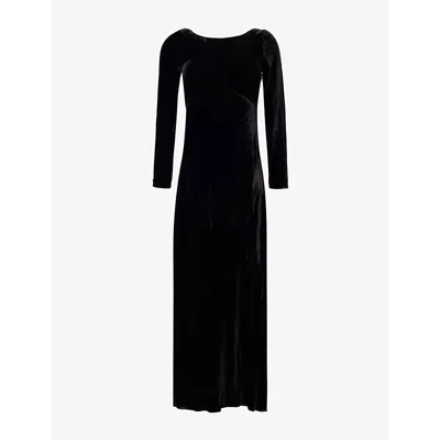 Rixo London Womens Devina Open-at-back Woven-blend Maxi Dress Black