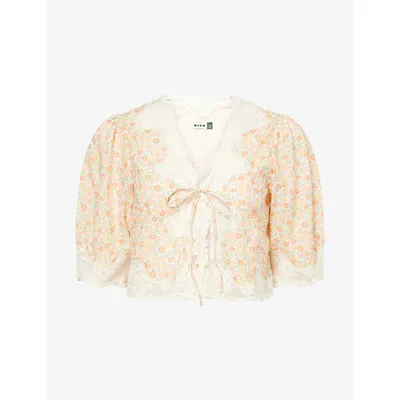 Rixo London Womens Ursula Katie Floral Cropped Cotton Top Floral Cream In Multi
