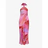 Rixo London Womens Ibiza Night Sunset Hayley Detachable-scarf Silk Midi Dress In Multi