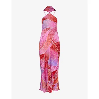 Rixo London Womens Ibiza Night Sunset Hayley Detachable-scarf Silk Midi Dress In Multi