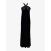 Rixo London Womens Losanna Halter-neck Velvet Maxi Dress Black In Black