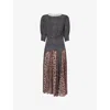Rixo London Womens Meg Leopard Polka Dot Woven Midi Dress In Leopard Polka Dot