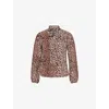 Rixo London Womens Moss Leopard Silk Blouse In Animal Print