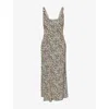 Rixo London Womens Wave Jacquard Black Bondi Animal-pattern Woven Midi Dress In Gray