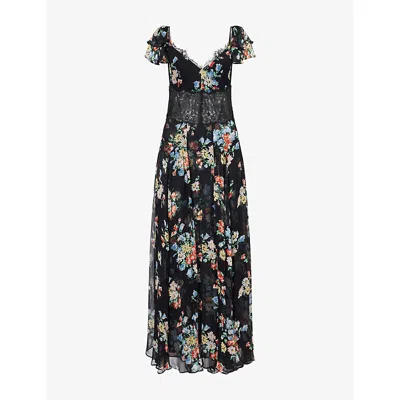Rixo London Womens Rixo Carina Floral Chiffon Maxi Dress In Black