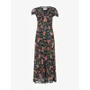 Rixo London Womens Butterfly Floral Black Clarice Floral Woven Midi Dress In Multi
