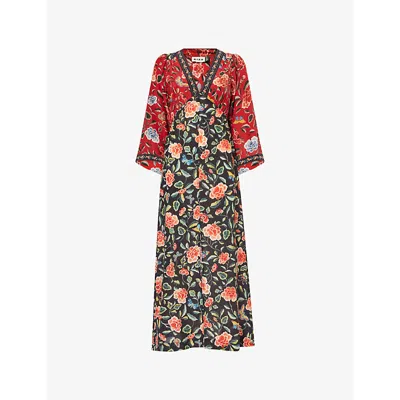 RIXO LONDON WOMENS RIXO DAHLIA BUTTERFLY SILK MIDI DRESS
