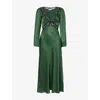 Rixo London Womens Forest Green Debra V-neck Woven Midi Dress In Green