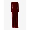 Rixo London Womens Maroon Devina Long-sleeves Woven Midi Dress In Burgundy