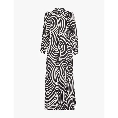 Rixo London Womens Whirlpool Mono Maddison Collar Woven Midi Dress