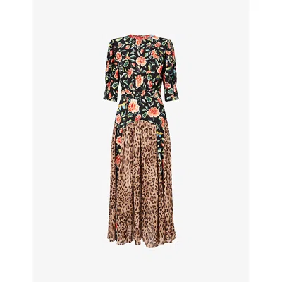 RIXO LONDON WOMENS RIXO MEG PRINTED WOVEN MIDI DRESS
