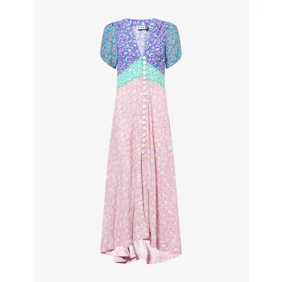 Rixo London Novara Dress Shell, Size 10 In Shell Pansy Mix Multi