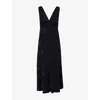 Rixo London Womens Black Poppy Jacquard Sandrine Floral Woven Midi Dress In Blue
