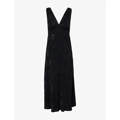 Rixo London Womens Black Poppy Jacquard Sandrine Floral Woven Midi Dress