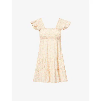 Rixo London Womens Katie Floral Cream Sidney Floral-print Cotton Mini Dress In White