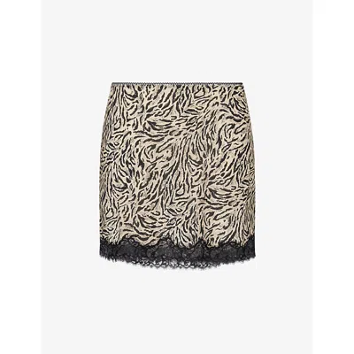 Rixo London Womens Sun Leo Tan Kornelia Leopard-print Silk Mini Skirt In Neutral