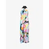 Rixo London Womens Rixo Hayley Halterneck Silk Maxi Dress In Tulip Spot Mix Multi