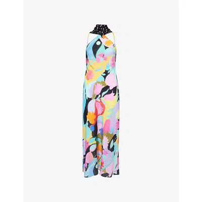Rixo London Womens Rixo Hayley Halterneck Silk Maxi Dress In Multicoloured