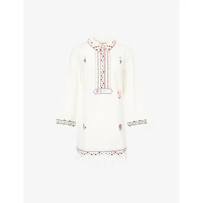 Rixo London Womens Wildling Embrdy Cream Astoria Embroidered Cotton Mini Dress In White