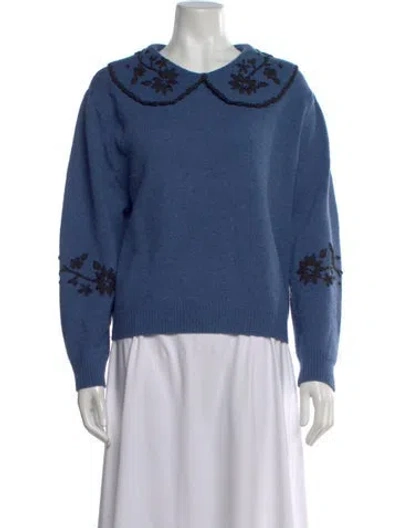 Pre-owned Rixo London Wool Graphic Print Sweater In Blue