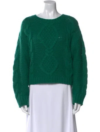 Pre-owned Rixo London Wool Scoop Neck Sweater In Green
