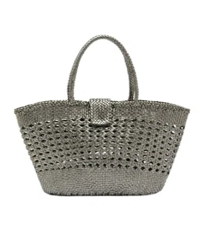 Rixo London X Dragon Diffusion Lucine Leather Tote Bag In Silver