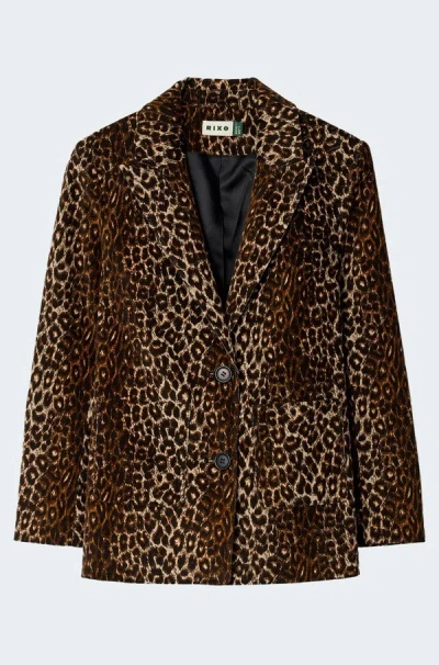 Rixo London Xander Jacket In Lyra Leopard Black In Brown