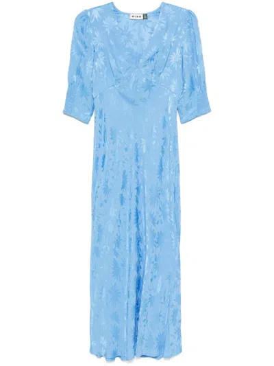 Rixo London Zadie Midi Ress In Blue