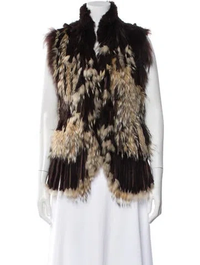 Pre-owned Rizal Printed Fur Jacket In Neutral