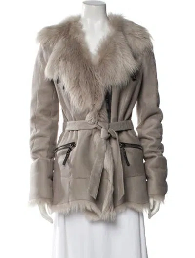 Pre-owned Rizal Shearling Faux Fur Jacket In Neutral