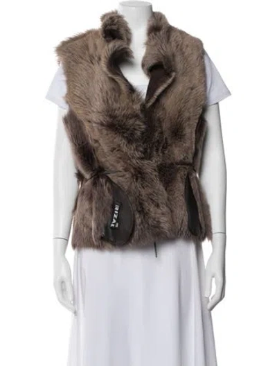 Pre-owned Rizal Shearling Vest In Brown