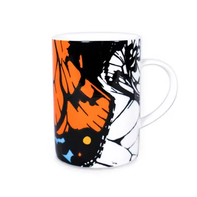 Rize London Black / Orange / White Orange Butterfly Mug In Multi