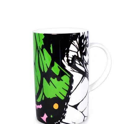 Rize London Green / Black / White Green Butterfly Mug In Multi