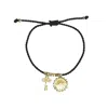 Rize Women's Gold / Black Always Rising Charm Bracelet - Gold Plated & Black Cord In Black