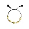 Rize Women's Gold / Black Dholki Bracelet - Gold Plated & Black Cord In Black