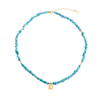 Rize Women's Gold / Blue Turquoise Goddess Necklace - 22k Gold Vermeil