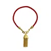 Rize Women's Gold / Red Tassel Bracelet - Gold Plated & Red Cord In Multi