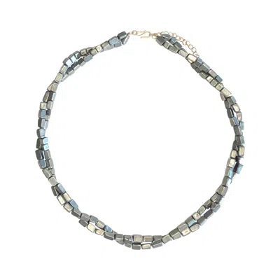Rize Women's Gold / Silver / Grey Pyrite Twisted Choker Necklace In Gray