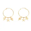Rize Women's Multi Charm Hoop Earrings - Gold Plated