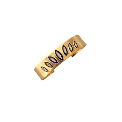 Rize Women's Peacock Cuff Bracelet- Gold Plate & Indigo Blue Enamel