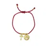 Rize Women's Red / Gold Always Rising Charm Bracelet - Gold Plated & Red Cord In Gold